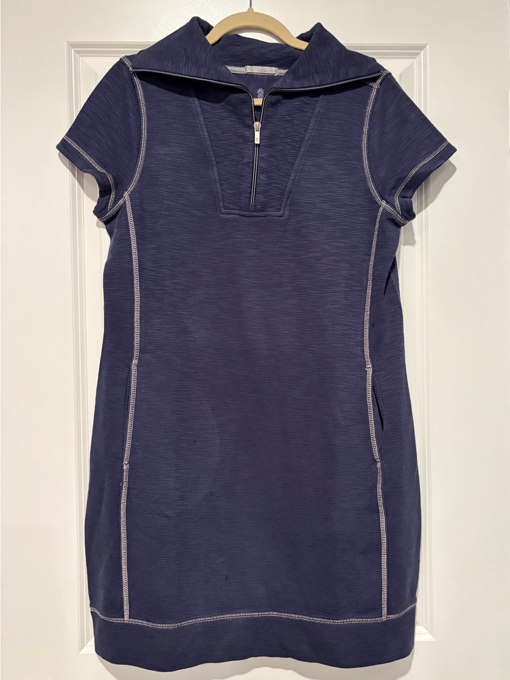Tommy Bahama Navy Short-Sleeve Zip-Front Casual Dress